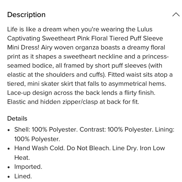 Lulu's Blush Floral Mini Dress with Puff Sleeves - Picture 6 of 6